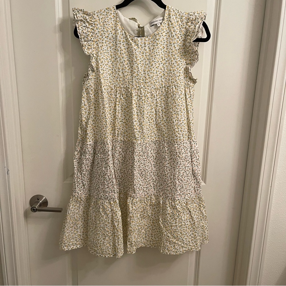 English Factory Multi Floral Mini Dress With Flutter Dress